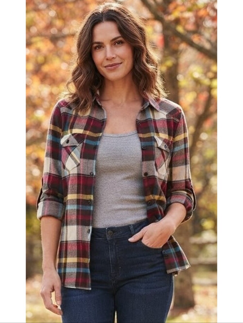 Matchstick Long Sleeve Plaid Flannel Multicolor Size M